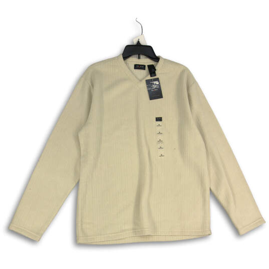 NWT Mens Beige Long Sleeve V-Neck Pullover Sweater Size Medium image number 4