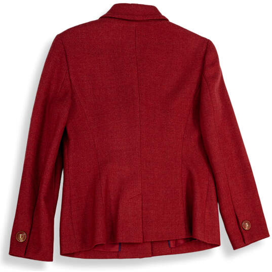NWT Womens Red Notch Lapel Flap Pocket Long Sleeve Three Button Blazer Sz 8 image number 2
