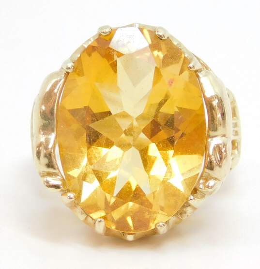 10K Yellow Gold Oval Citrine Cocktail Ring 6.3g image number 3