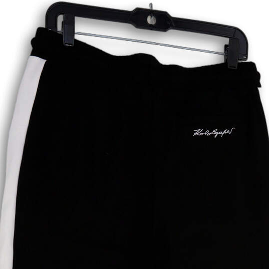 Womens Black White Drawstring Elastic Waist Pull-On Sweatpants Size Medium image number 4