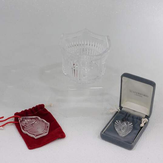 Waterford Crystal Jolly Snowman Votive Holder w/ Santa Ornament & Heart Pendant image number 1
