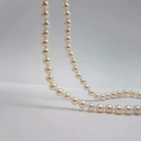 14k Gold Knotted FW Pearl 17 Inch Necklace 27.0g image number 6