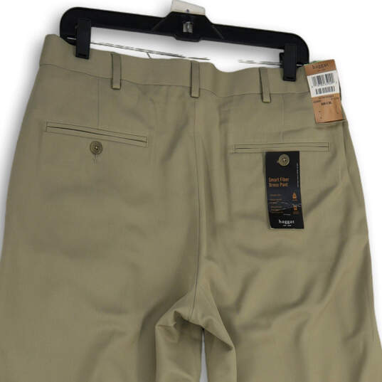 NWT Mens Tan Pleated Slash Pocket Smart Fiber Dress Pants Size 34W 30L image number 4
