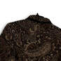Womens Brown Paisley Spread Collar Long Sleeve Full-Zip Jacket Size 10 image number 4