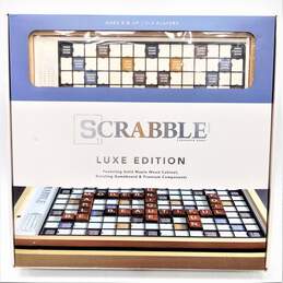 WS Game Company Scrabble Luxe Maple Edition with Rotating Solid  Wood Cabinet