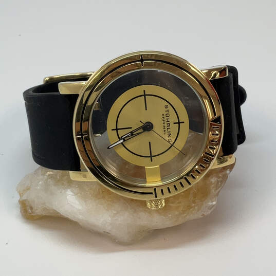 Designer Stuhrling Gold-Tone Adjustable Strap Round Dial Analog Wristwatch image number 1