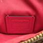 Womens Brown Pink Signature Print Bag Charm Crossbody Strap Satchel Handbag image number 7