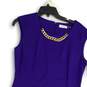 Calvin Klein Womens Purple Gold Sleeveless Back Zip Midi Sheath Dress Size 12 image number 3