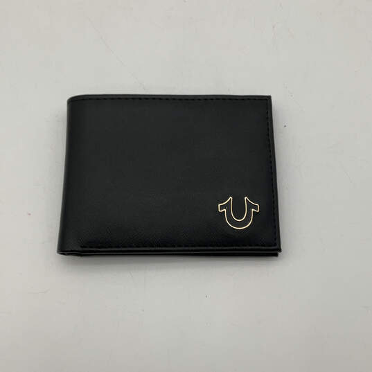 Mens Black Leather Multiple Card Slots Inner Dividers Bifold Wallet image number 1