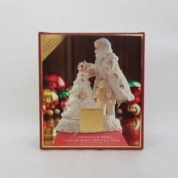 LENOX Florentine & Pearl Jeweled Santa w/Lit Tree-Featuring a Swarovski Crystal