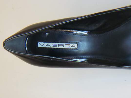 Via Spiga Black Leather Pump Buckle Detail Point Toe Heel Womens Size 8 M image number 7