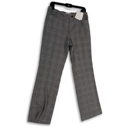 NWT Womens Gray Plaid Flat Front Modern Fit Straight Leg Ankle Pants Size 6
