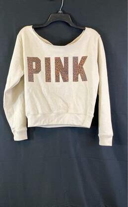Pink VS Women's Beige Graphic Sweater- M NWT