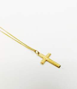 14K Yellow Gold Etched Cross Pendant Necklace 2.0g alternative image