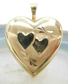Vintage 14k Yellow Gold Etched Heart Locket Pendant 4.1g