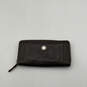 Womens Brown Leather Double Accordion Pebbled Zip-Around Clutch Wallet image number 1