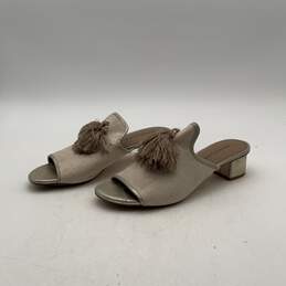 Donald Pliner Womens Off-White Silver Tassel Open Toe Slide Sandal Size 10M alternative image