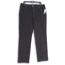 NWT Womens Black Denim 5-Pocket Design Straight Leg Jeans Size 18
