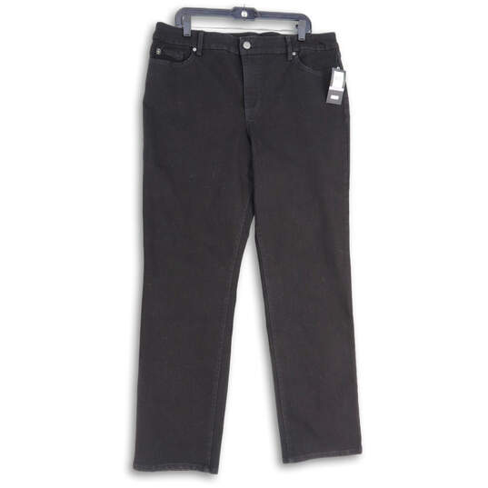 NWT Womens Black Denim 5-Pocket Design Straight Leg Jeans Size 18 image number 1