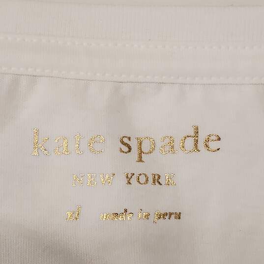 Kate Spade Women White Graphic Tee XL NWT image number 3