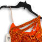 NWT Womens Orange Sequin One Shoulder Back Zip Short Bodycon Dress Size 2 image number 4