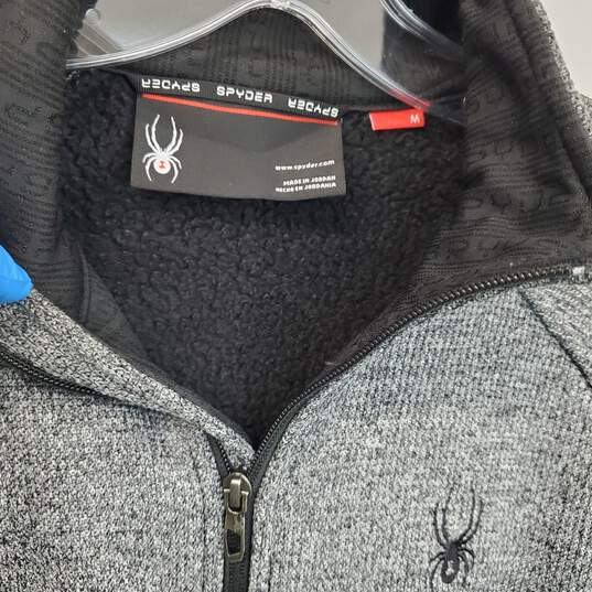Unisex Spyder Grey Knited Zip Up Sweater Sz M image number 1