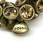 Designer Fossil Gold-Tone Brown Rhinestone Fashionable Chain Bracelet image number 3