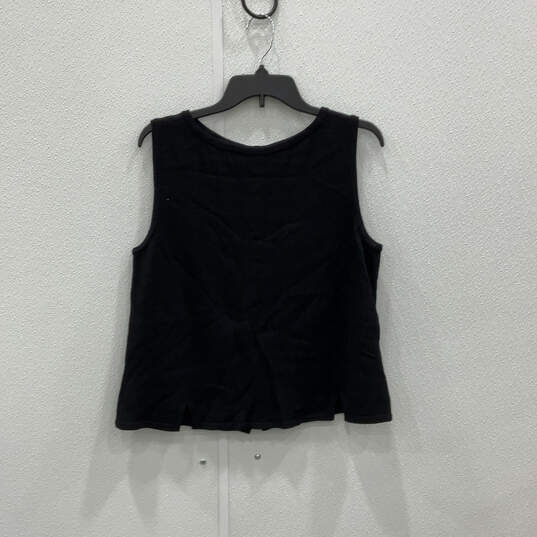 Authentic Womens Black Knitted Sleeveless Back Button Tank Top Size 10 image number 2