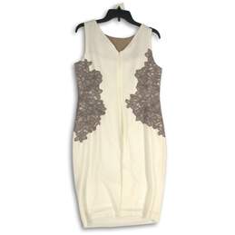 Ralph Lauren Womens White Lace Floral Sleeveless Back Zip Sheath Dress Size 12 alternative image