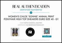 Chloe Women's 'Sonnie' Animal Print Ponyhair High Top Sneakers Size 9 w/COA alternative image