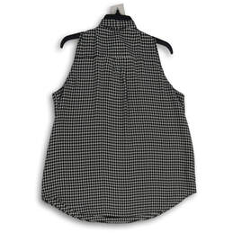 NWT Womens Black White Houndstooth Tie Neck Pullover Blouse Top Size L alternative image