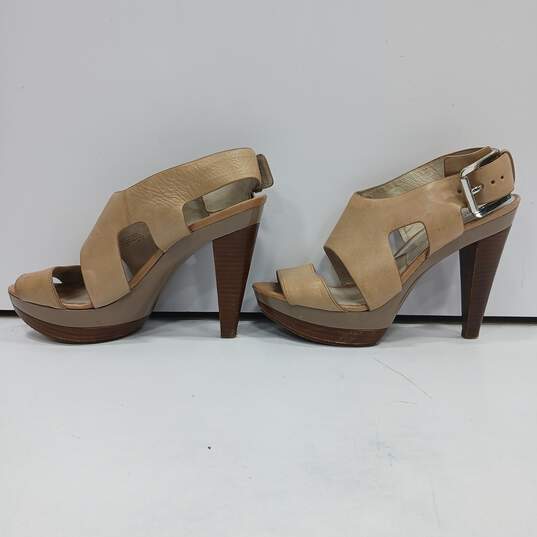 Michael Kors Women's AF12J Tan Leather Sandal Heels Size 7 1/2M image number 3