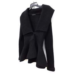 Alexander McQueen Black Peplum Ribbed Wool Sweater Women's Jacket Size S with COA alternative image