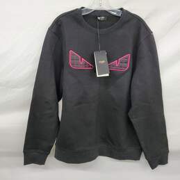 Fendi Women's Pink Embroidered Black Sweatshirt Size 14