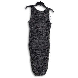 Womens Gray Animal Print Ruched Cowl Neck Knee Length Bodycon Dress Size M alternative image