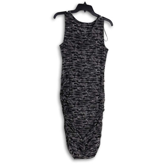 Womens Gray Animal Print Ruched Cowl Neck Knee Length Bodycon Dress Size M image number 2