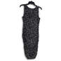 Womens Gray Animal Print Ruched Cowl Neck Knee Length Bodycon Dress Size M image number 2