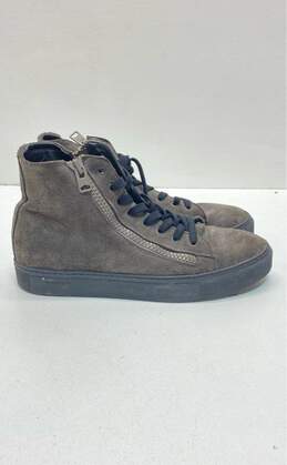 AllSaints Suede Side Zip High Sneakers Dark Grey 9