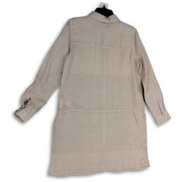 NWT Womens White Long Sleeve Point Collar Button-Up Shirt Dress Size Small alternative image