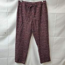 Purple Paisley Printed Cropped Straight Leg Ankle Pants Womens Size M