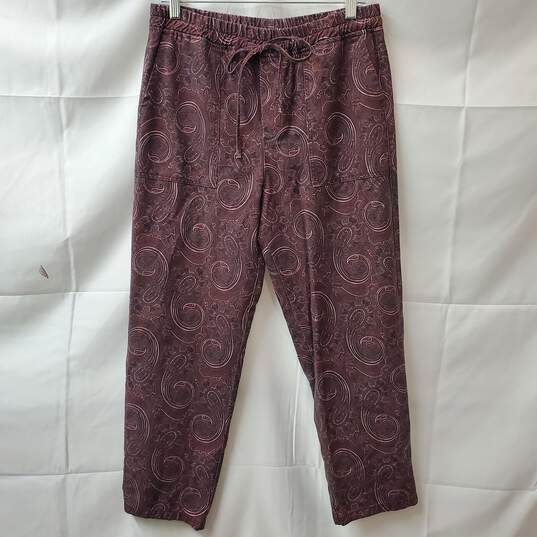 Purple Paisley Printed Cropped Straight Leg Ankle Pants Womens Size M image number 1