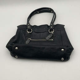 Womens Black Leather Bag Charm Inner Pocket Double Handle Shoulder Bag