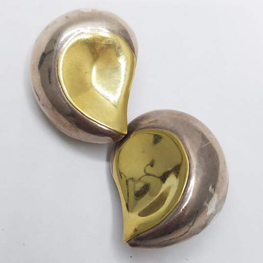 Latji TS-TR 925 Sterling Brass Two-Tone Rain Drop Design Clip-On Earrings 21.7g image number 3