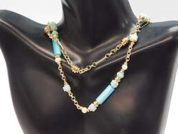 Kendra Scott Rachel Gold Tone Aqua Blue Mix Necklace