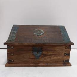 Wood Triangle Lid Chest W/ Metal Accents Made in India