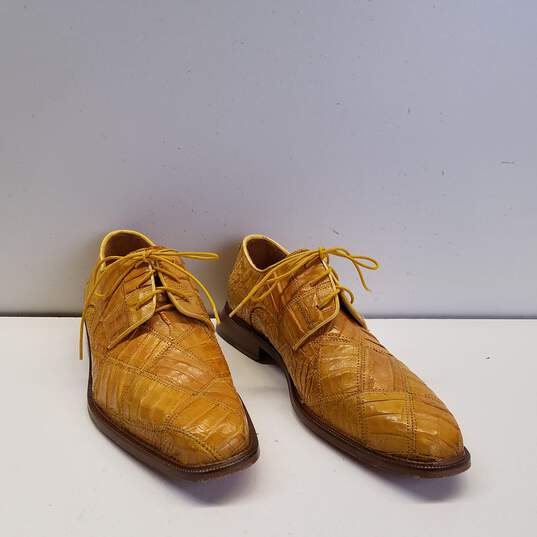 Belvedere Yellow Genuine Crocodile Leather Dress Oxford Shoes Men's Size 7 M image number 3