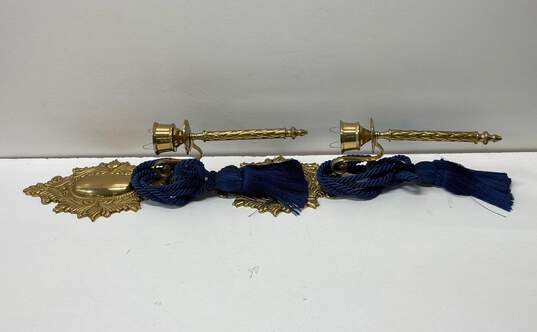 2 Vintage Brass Candlestick Wall Hanging 2 Pc Wall Sconce Candelabra image number 2