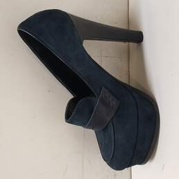 Women's Guido Sgariglia Penny Loafer Heels, Blue Suede, Size EU 38.5/  US 7.5 alternative image