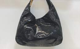Michael Kors Fulton Python Embossed Shoulder Bag Black