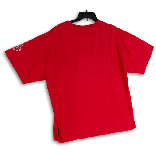 Mens Red Crew Neck Short Sleeve Stretch Pullover T-Shirt Size X-Large image number 2